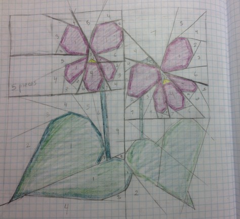 Violet paper pieced pattern