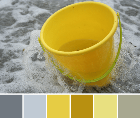 yellow bucket in the surf color palette