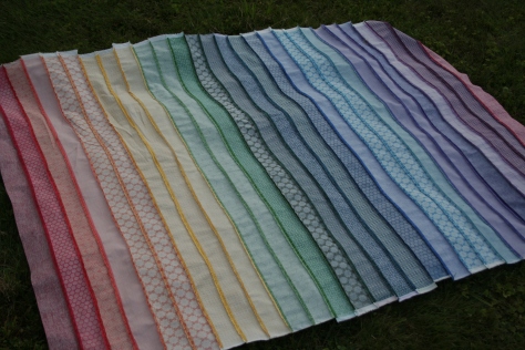 rainbow jellyroll quilt top back