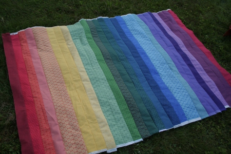 rainbow jellyroll quilt top front