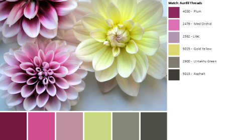 dahlia palette with matching aurifil thread