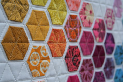 modern hexies mini quilt finish