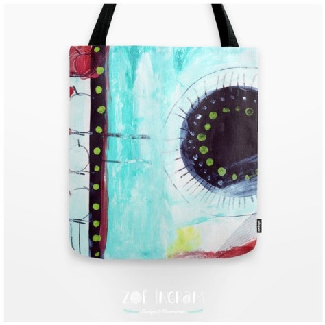 One of my favorite's: A tote bag featuring Zoe's original artwork, available in her Etsy shop.