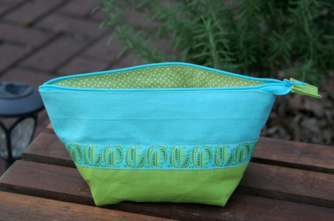 noodlehead wide open zipper pouch teal lime green