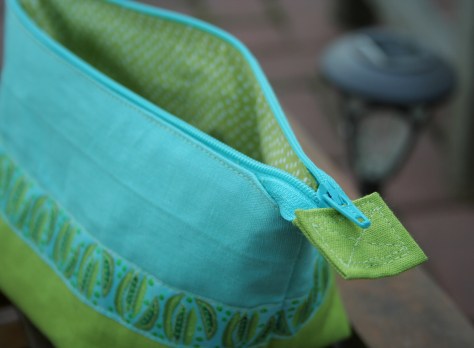 noodlehead wide open zipper pouch teal lime green