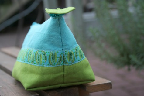 noodlehead wide open zipper pouch teal lime green