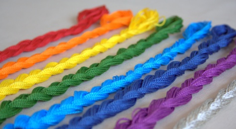 Rainbow embroidery floss braids