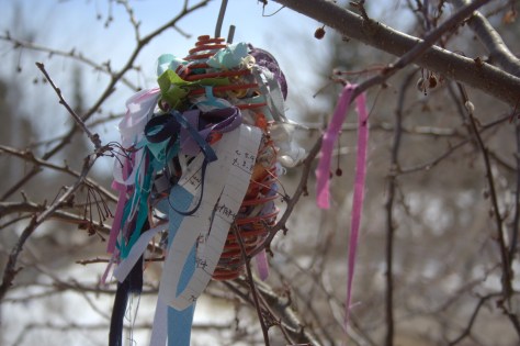 skinny fabric scraps for the birds