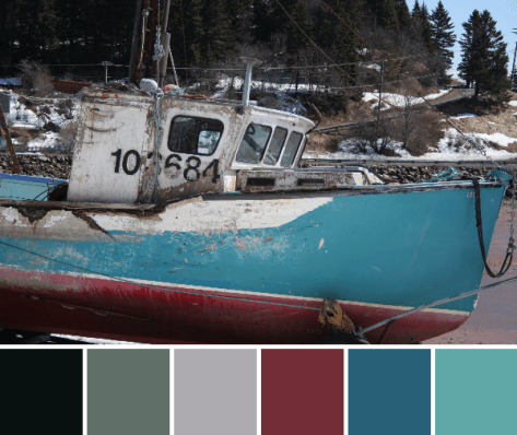 battered bay of fundy boat color palette