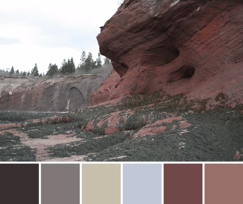 red rocks bay of fundy color palette