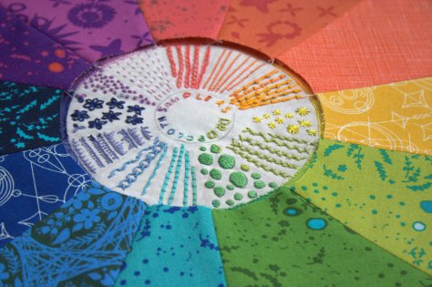 dropcloth color wheel rainbow quilt