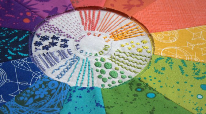 dropcloth color wheel rainbow quilt