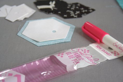 glue basting epp with sewline fabric pen