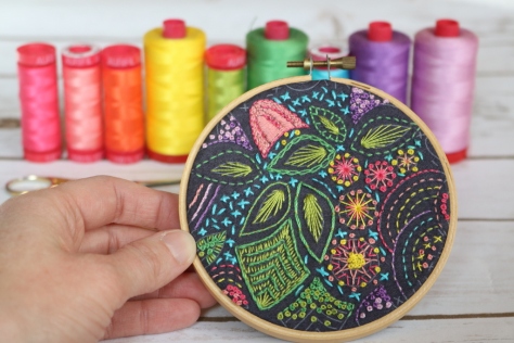 AG stitched embroidery hoop aurifil 12wt