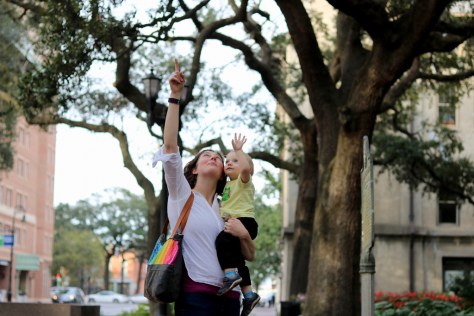hugging trees with Finn in Savannah