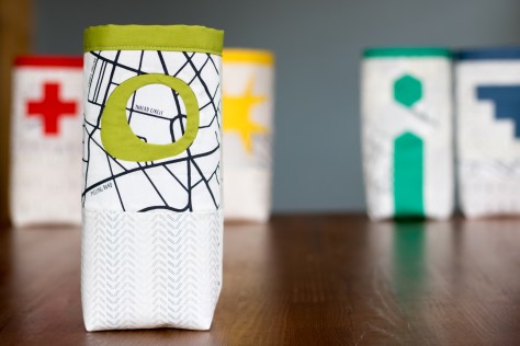 Fabric skinny bin AGF lower the volume capsule green inset improv circle