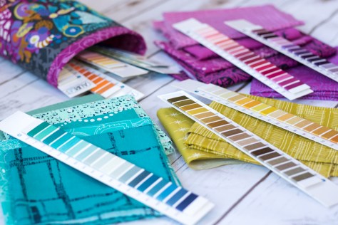 Aurifil thread strips in use skinny bin