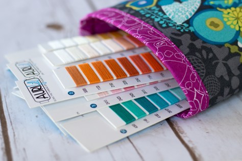 Fabric bin display aurifil thread card