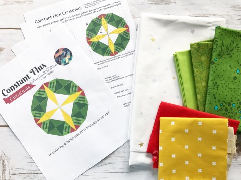 constant flux christmas wreath pattern fabric pull