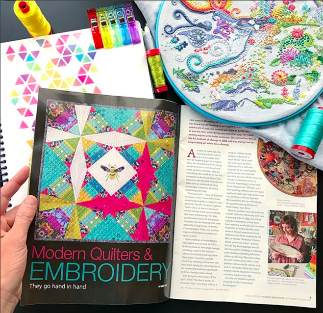 Modern Patchwork magazine nightquilter feature embroidery