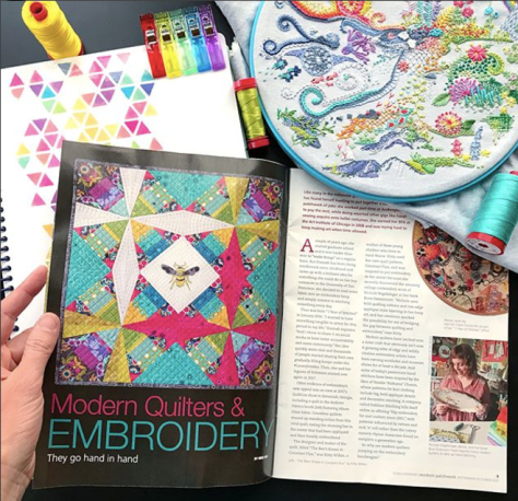 Modern Patchwork magazine nightquilter feature embroidery
