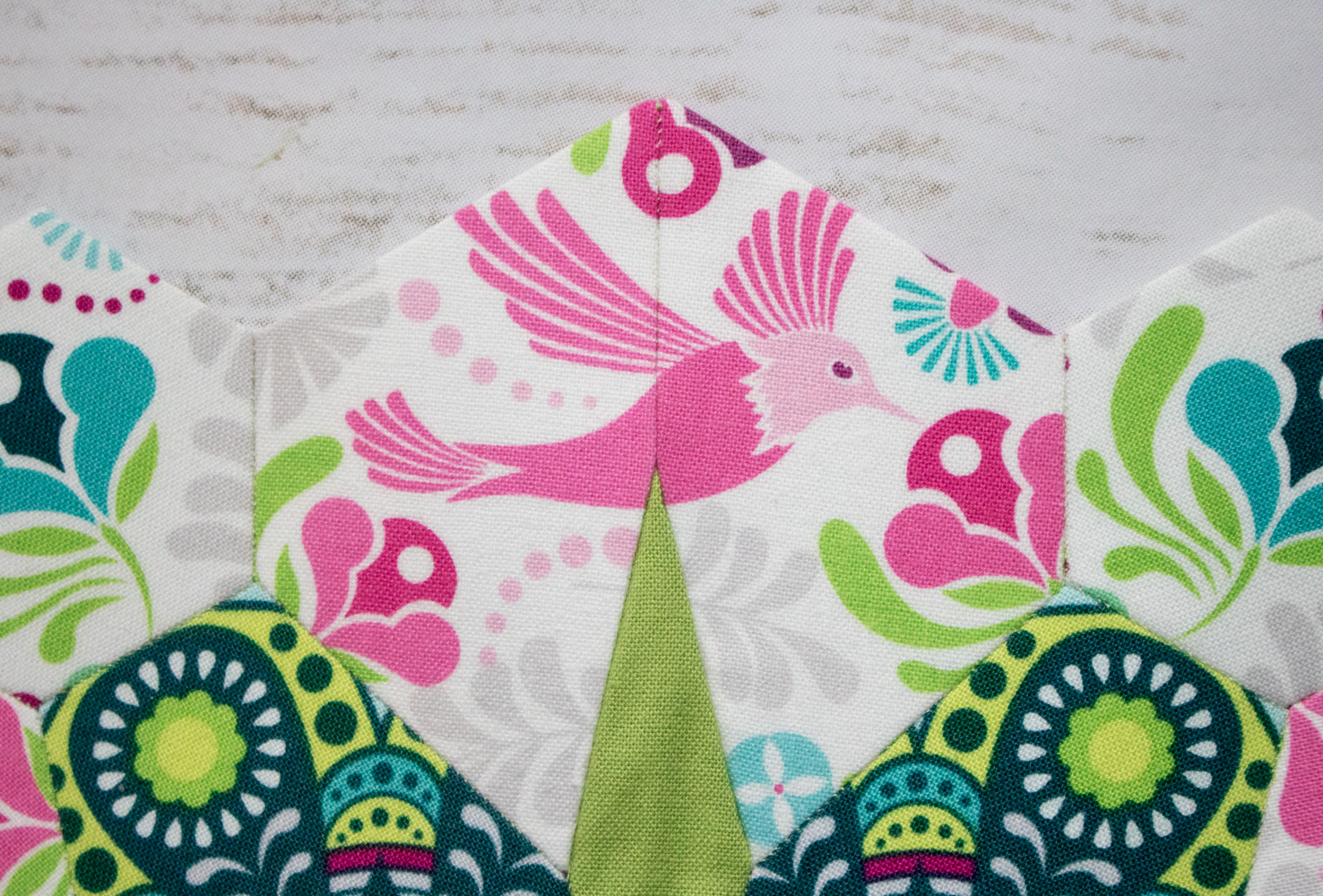 hummingbird flit and bloom fabric fussy cutting flowermania epp