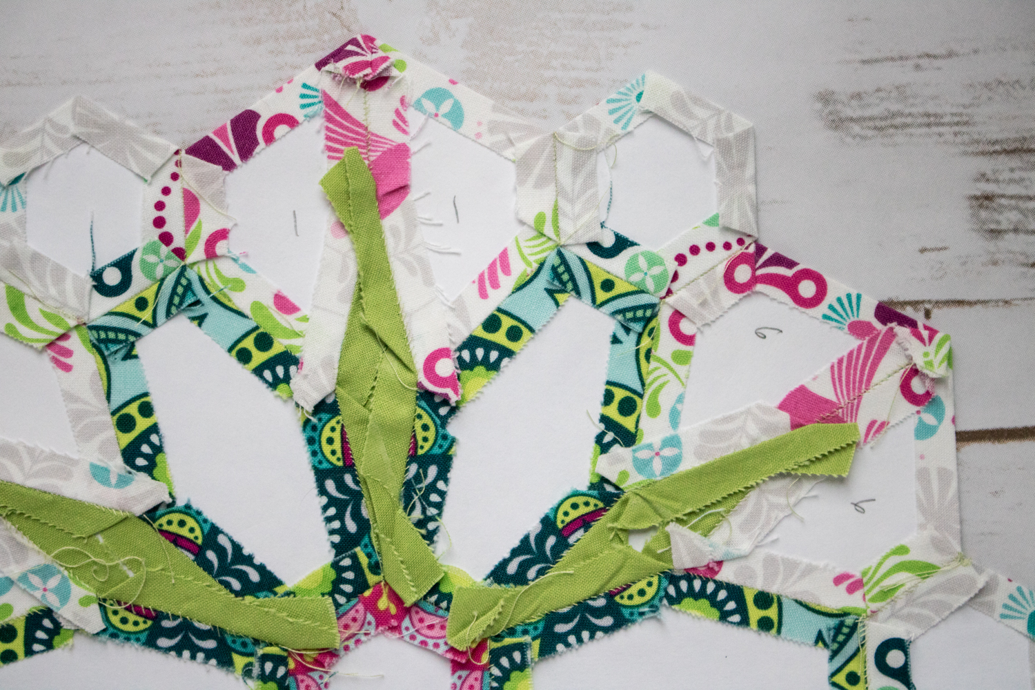 flit and bloom fabric fussy cutting flowermania back epp