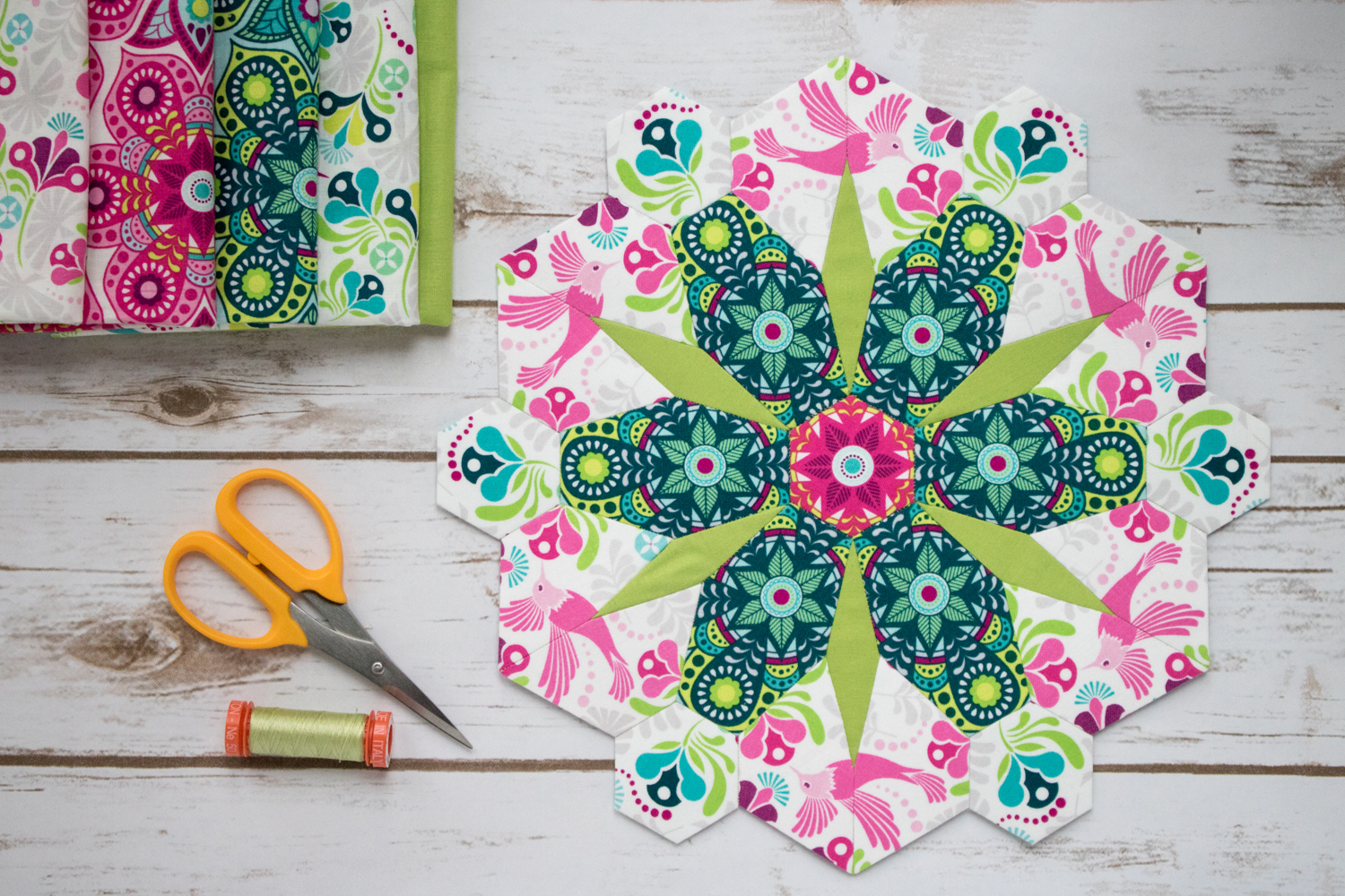 flowermania epp flit and bloom fabric fussy cutting