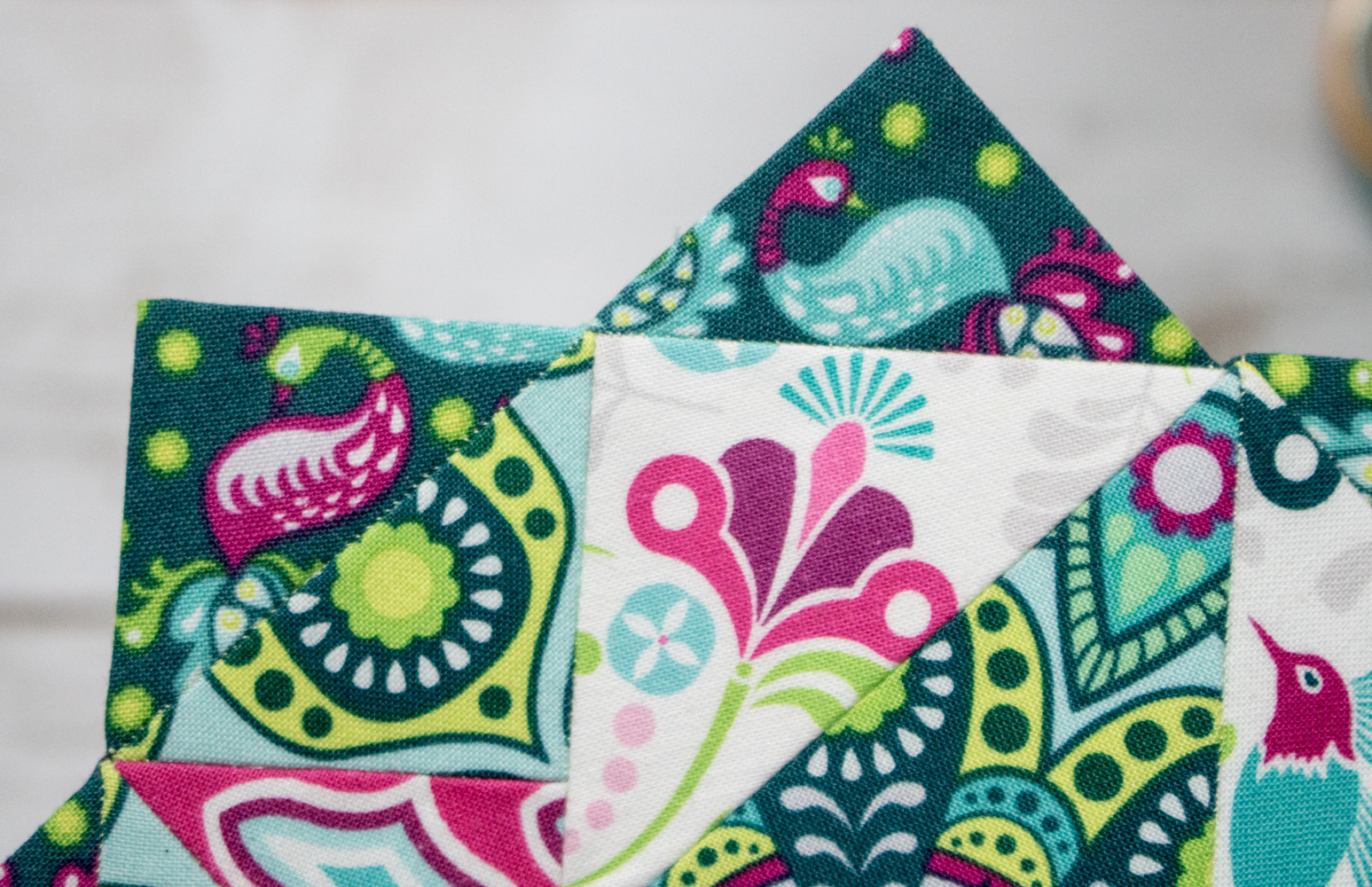 peacocks from flit and bloom fabric moonstone epp