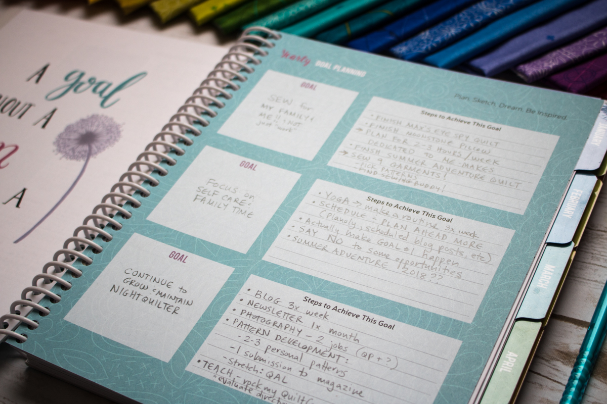 goal setting planning for new year quilter's planner