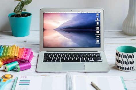 quilters planner and computer equals productivity