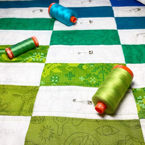 Staggered Quilt progress aurifil thread